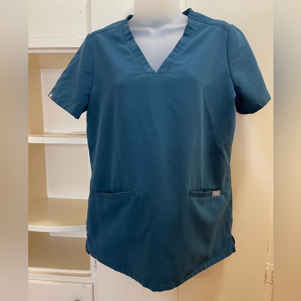 Figs Short Sleeve Technical Collection Turquoise Scrub Top Size S #0497